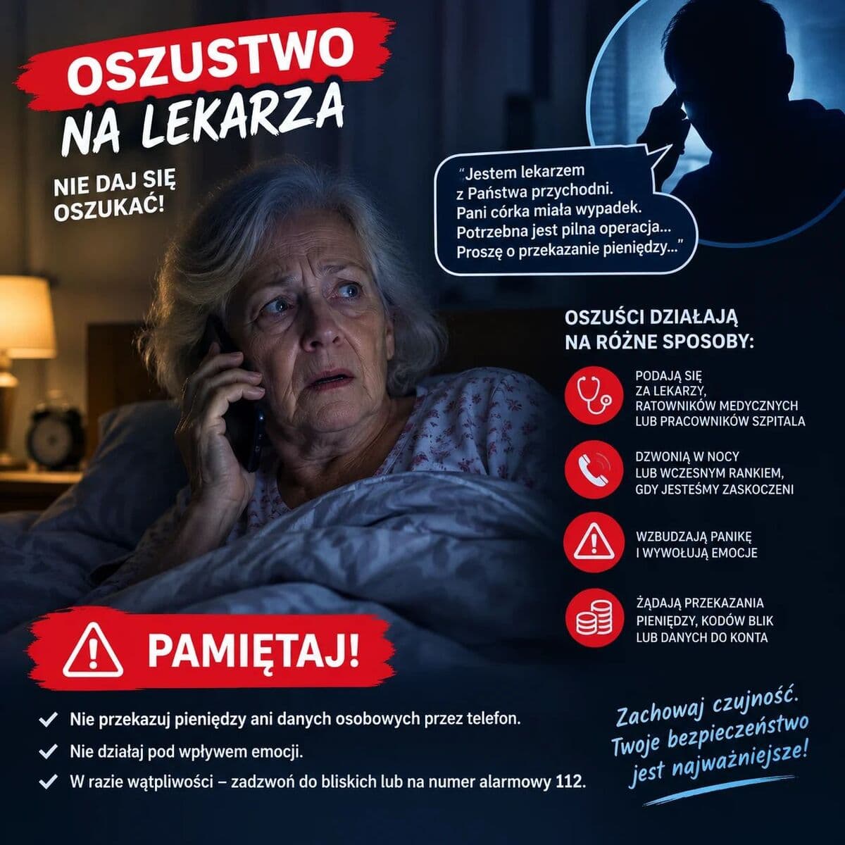 Trzy seniorki z Nysy straciły blisko 42 tys. zł w jedną noc. Oszuści podawali się za lekarzy