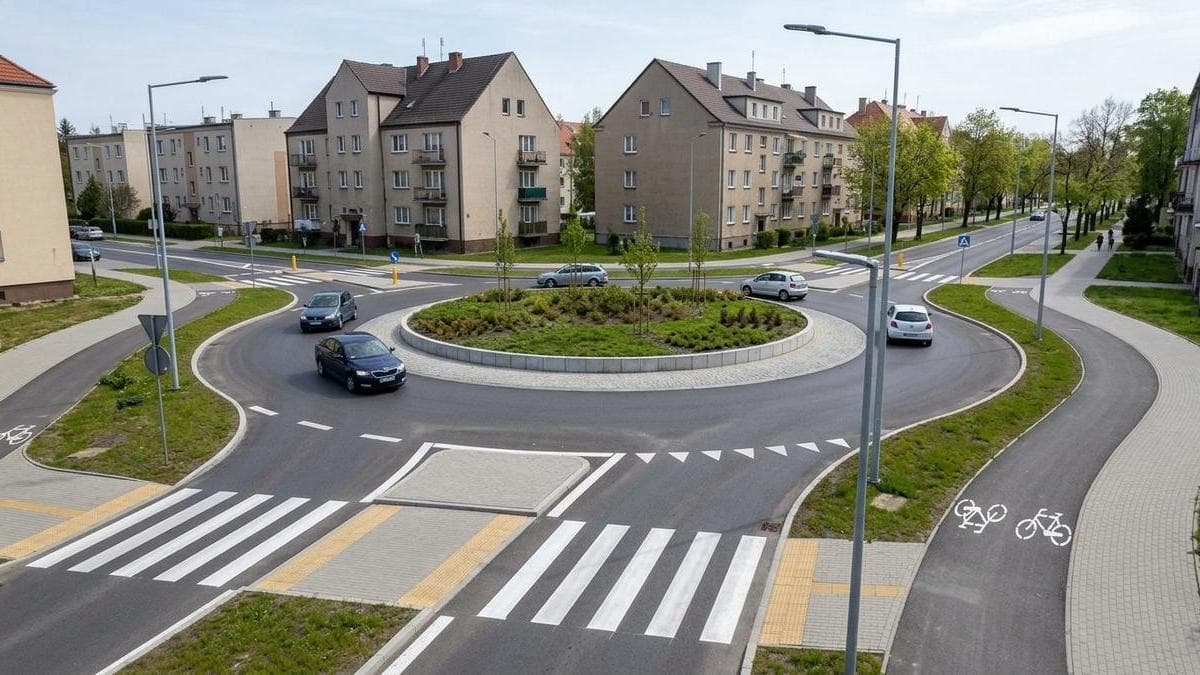 Nowe rondo na skrzyżowaniu ulic Grodkowskiej i Franciszkańskiej w Nysie otwarte dla ruchu