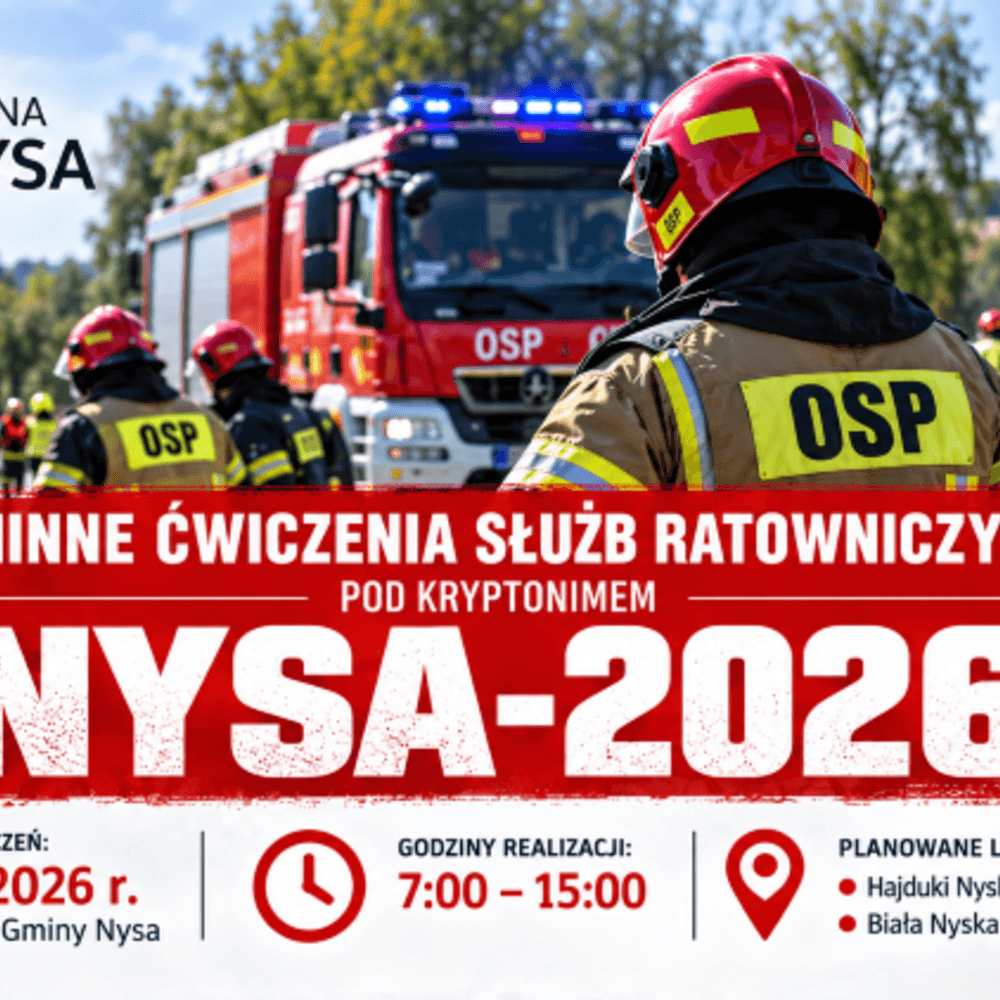 Ćwiczenia służb ratowniczych „NYSA-2026" w czterech miejscowościach gminy – 17 października 2026 r.