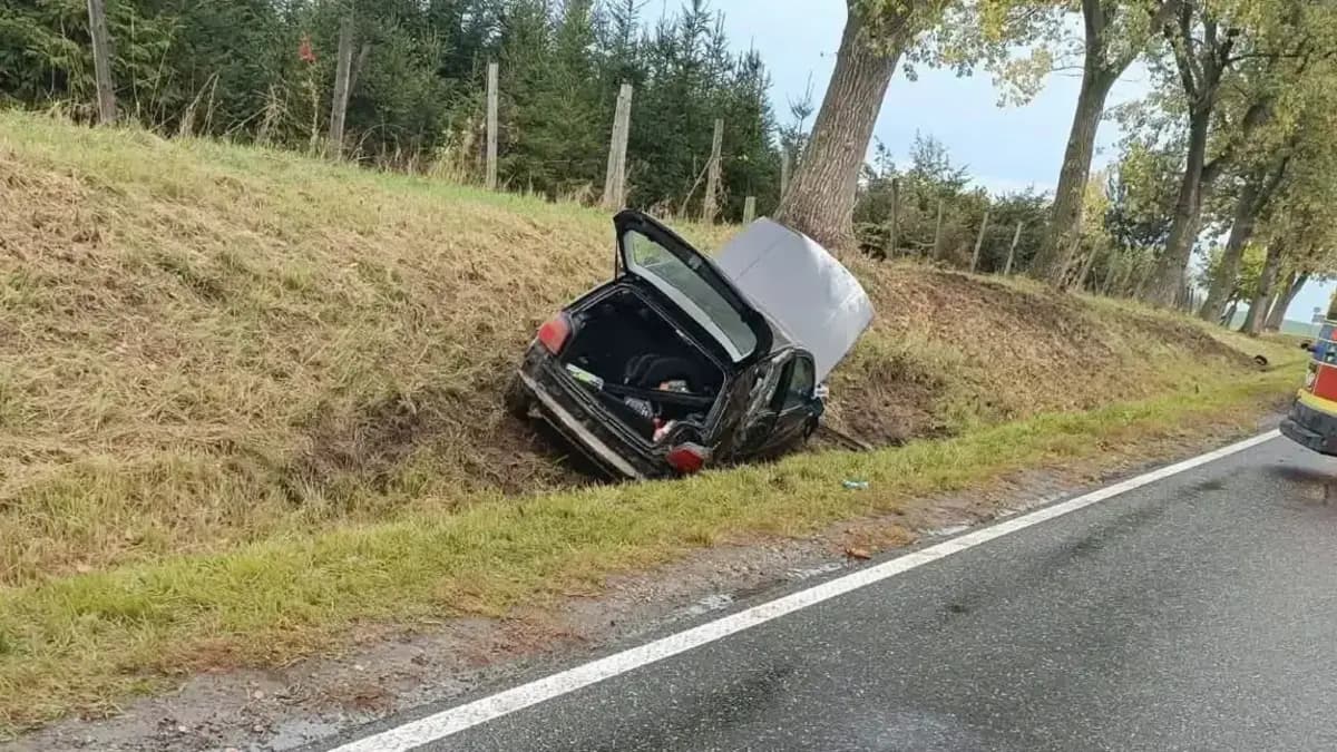 19-latek wjechał do rowu w okolicach Wierzbięcic. Mandat 1100 zł i 10 punktów karnych