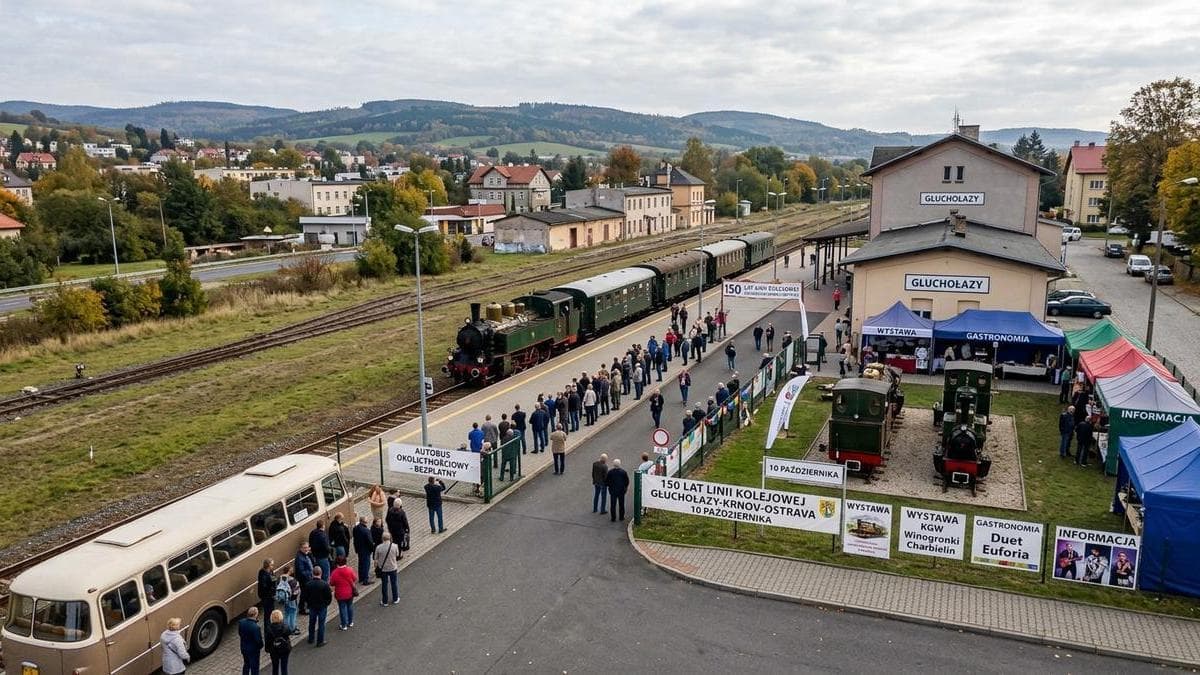 150-lecie linii kolejowej Głuchołazy–Krnov–Ostrava. Obchody na dworcu w Głuchołazach 10 października
