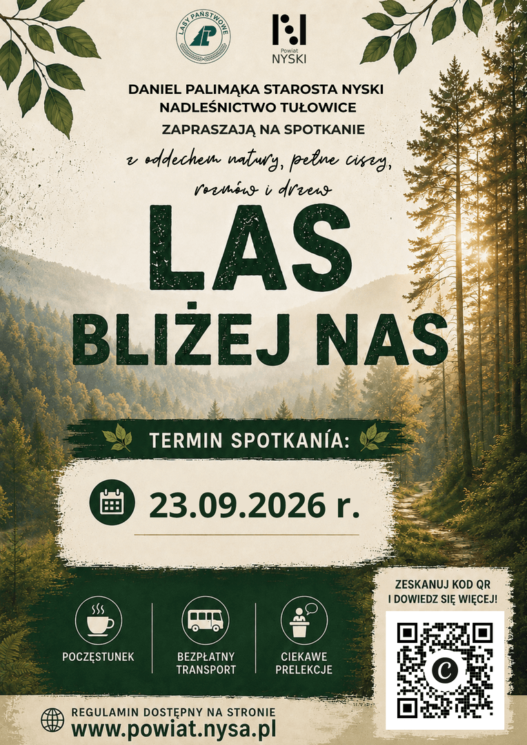 Starosta nyski i Nadleśnictwo Tułowice zapraszają seniorów na plenerowe spotkanie „Las bliżej nas"