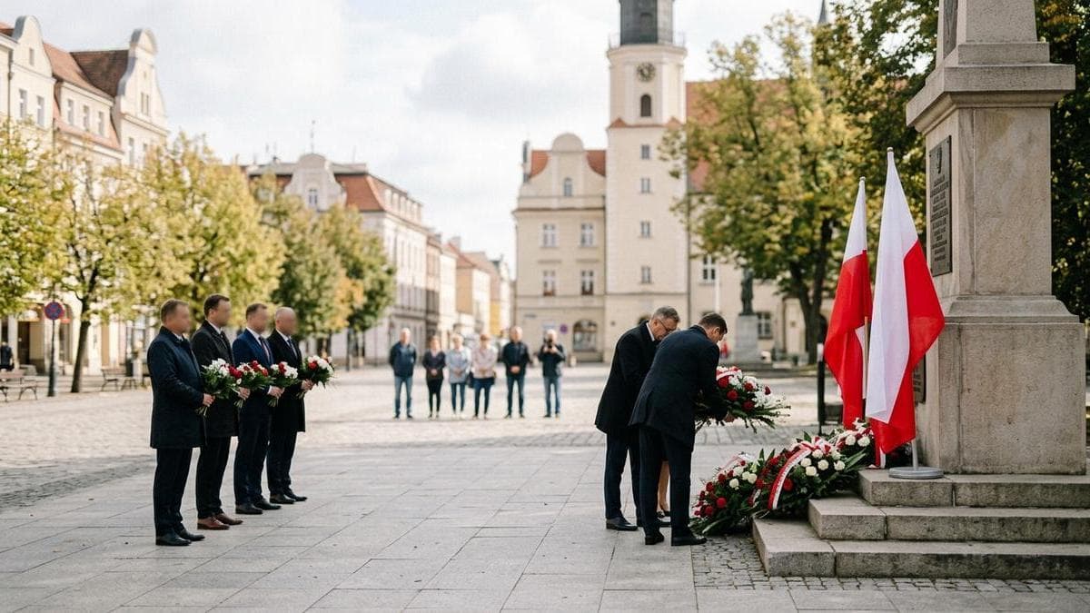 Obchody 87. rocznicy wybuchu II wojny światowej przy pomniku na Placu Kopernika w Nysie
