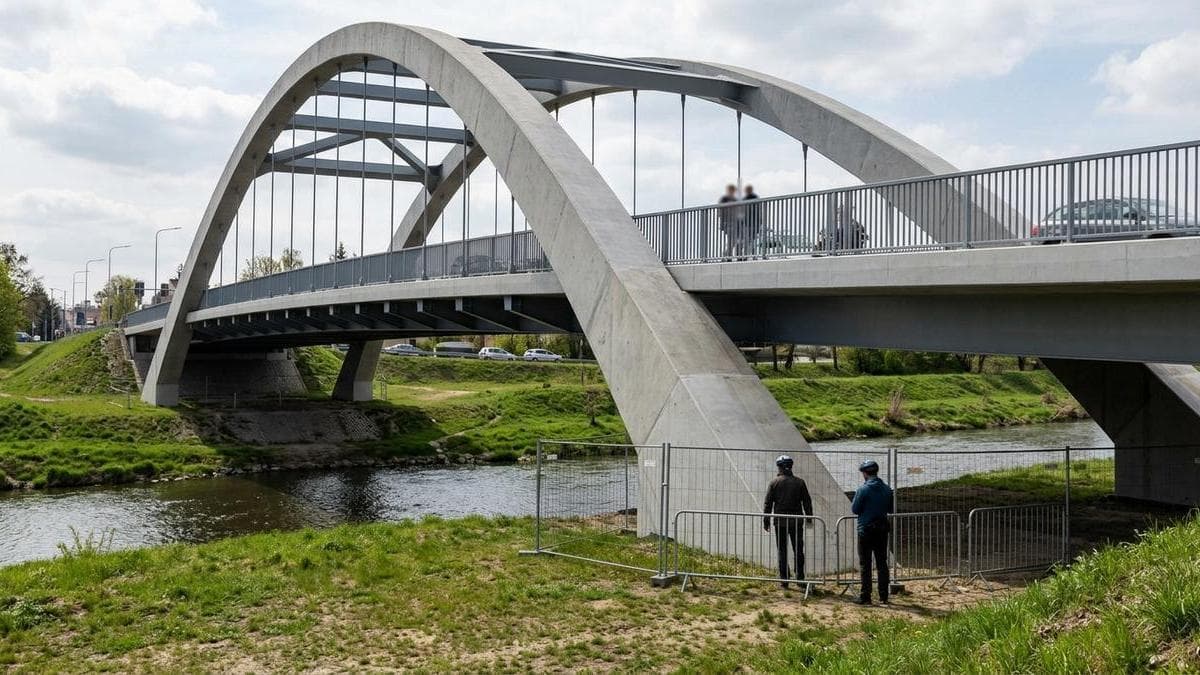 Rowerzysta wjechał na łuk nowego mostu w Głuchołazach – zabezpieczenia okazały się niewystarczające